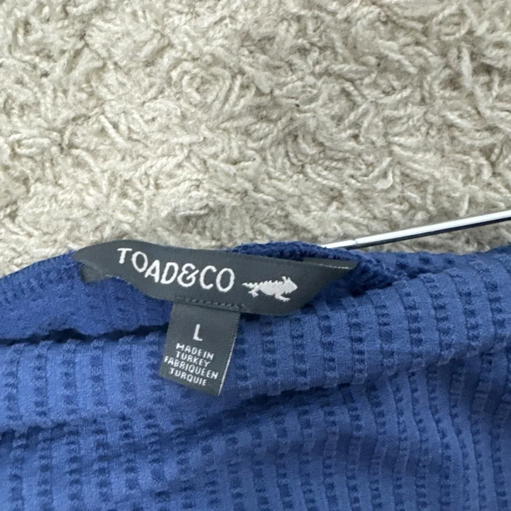 Toad & Co Chaka Skirt Blue Ribbed Knit A-Line Pull On Size L Travel Boho Casual - Picture 8 of 10